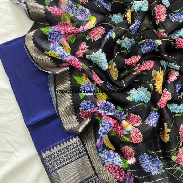 Mangalagiri Handloom Pattu Cotton Dress Set with Digital Print Dupatta