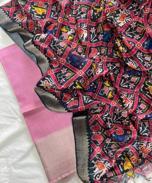 Mangalagiri Handloom Pattu Cotton Dress Set with Digital Print Dupatta