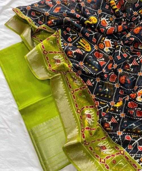 Mangalagiri Handloom Pattu Cotton Dress Set with Digital Print Dupatta