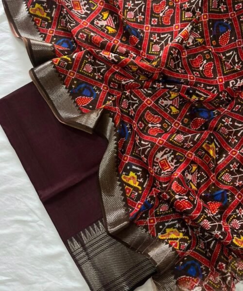 Mangalagiri Handloom Pattu Cotton Dress Set with Digital Print Dupatta