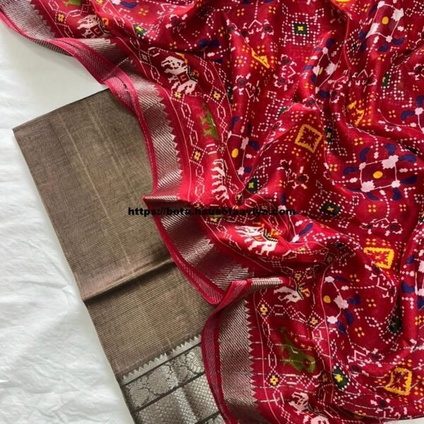 Mangalagiri Handloom Pattu Cotton Dress Set with Digital Print Dupatta