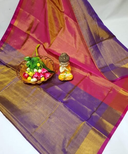 Pure Uppada Tissue Silk Handloom Saree with Contrast Pallu