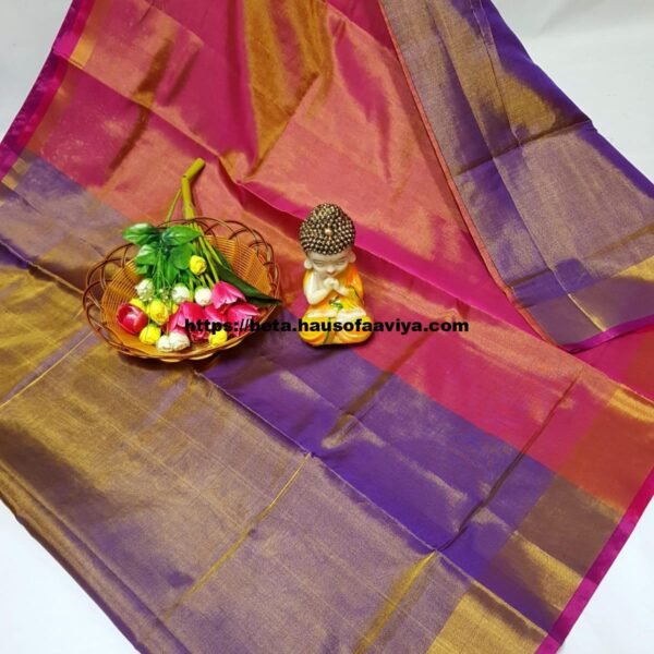 Pure Uppada Tissue Silk Handloom Saree with Contrast Pallu