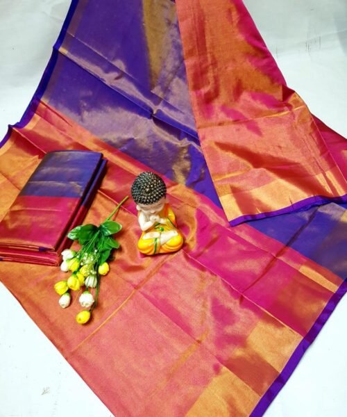 Pure Uppada Tissue Silk Handloom Saree with Contrast Pallu