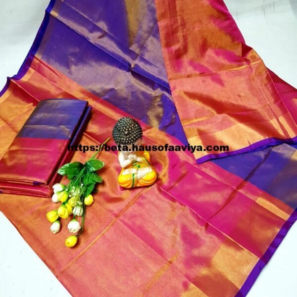 Pure Uppada Tissue Silk Handloom Saree with Contrast Pallu