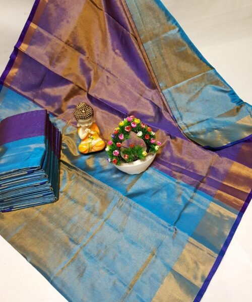 Pure Uppada Tissue Silk Handloom Saree with Contrast Pallu