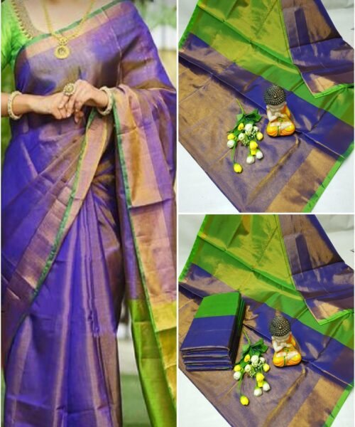 Pure Uppada Tissue Silk Handloom Saree with Contrast Pallu