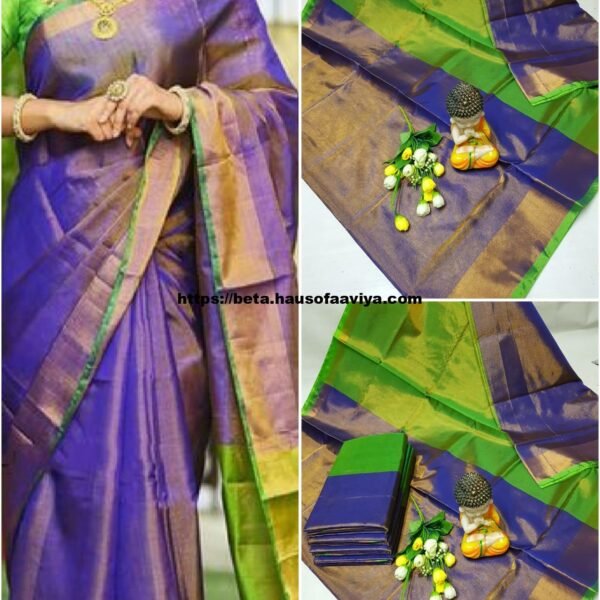 Pure Uppada Tissue Silk Handloom Saree with Contrast Pallu
