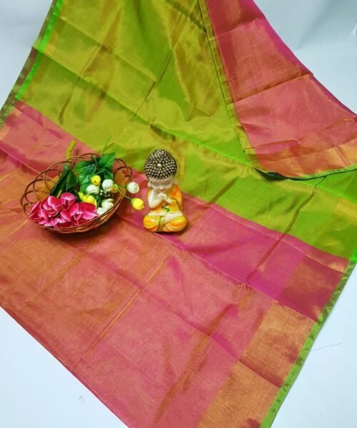 Pure Uppada Tissue Silk Handloom Saree with Contrast Pallu