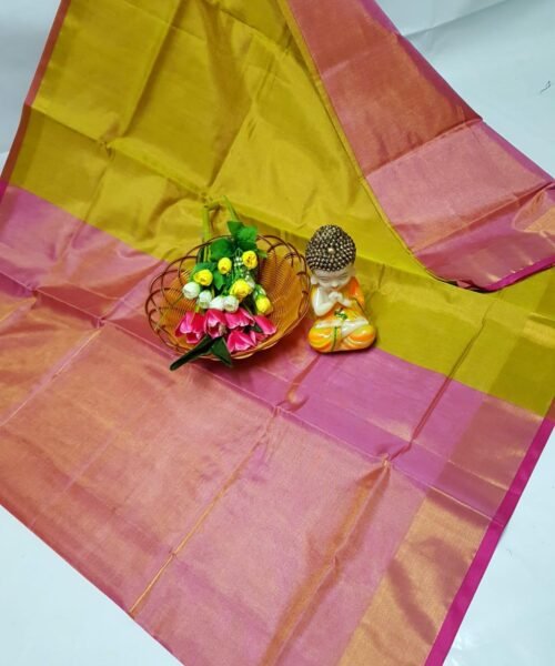 Pure Uppada Tissue Silk Handloom Saree with Contrast Pallu