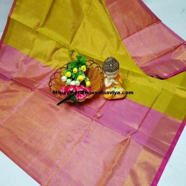 Pure Uppada Tissue Silk Handloom Saree with Contrast Pallu