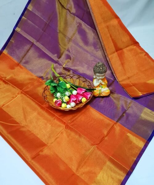Pure Uppada Tissue Silk Handloom Saree with Contrast Pallu