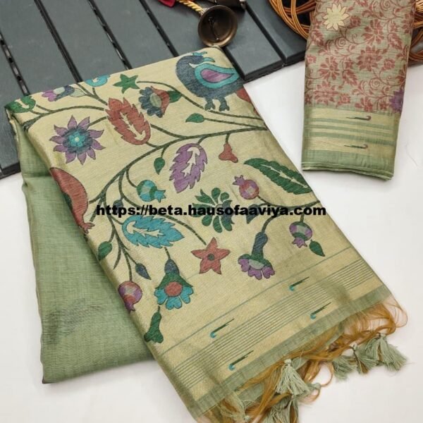 Muga Cotton Saree with Muniya Border & Thread Woven Design