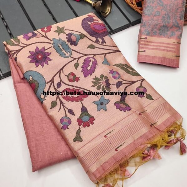 Muga Cotton Saree with Muniya Border & Thread Woven Design