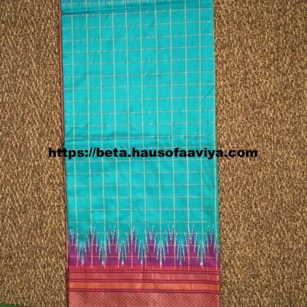 Ikkat Bone checks Silk Saree